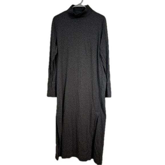 cos 100% cotton turtleneck long sleeve slit gray dress - Picture 1 of 5